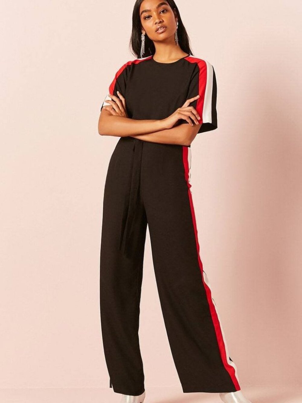 Forever 21 Multicolor Self Tie Panel Jumpsuit S/M